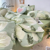 Bedding Set Flora INS Girls 2024 New Tulip Rabbit Double-layer  Bed Set Of Four Pieces Washing Cotton Bed Sheets Duvet Cover Set