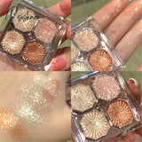 Beyprern Four-Colors Pearly Eyeshadow Palette Bright Matte Shimmer Crystal Chandeliers Glitter Long