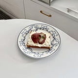 [1pc Vintage Floral Ceramic Plate] 1pc Ceramic Plate, Vintage Floral Style Ceramic Plate, Western Food Plate, Pasta Plate, Dessert Plate, For Home Dorm Kitchen Restaurant, Tableware Accessories, Kitchen Supplies