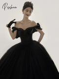 Black Celebrity Dresses Hepburn Elegant Backless Off Shoulder Sleeveless Strapless Women Lace-up Formal Party Prom Ball Gowns