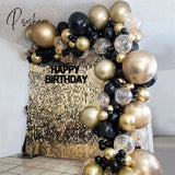 Black Gold Balloon Garland Arch Kit Confetti Latex 30Th 40Th 50Th Birthday Party Balloons