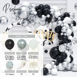 Black Gold Balloon Garland Arch Kit Confetti Latex 30Th 40Th 50Th Birthday Party Balloons