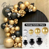 Black Gold Balloon Garland Arch Kit Confetti Latex 30Th 40Th 50Th Birthday Party Balloons