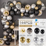 Black Gold Balloon Garland Arch Kit Confetti Latex 30Th 40Th 50Th Birthday Party Balloons