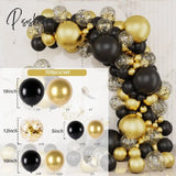 Black Gold Balloon Garland Arch Kit Confetti Latex 30Th 40Th 50Th Birthday Party Balloons