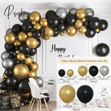 Black Gold Balloon Garland Arch Kit Confetti Latex 30Th 40Th 50Th Birthday Party Balloons