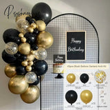 Black Gold Balloon Garland Arch Kit Confetti Latex 30Th 40Th 50Th Birthday Party Balloons