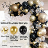 Black Gold Balloon Garland Arch Kit Confetti Latex 30Th 40Th 50Th Birthday Party Balloons