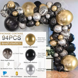 Black Gold Balloon Garland Arch Kit Confetti Latex 30Th 40Th 50Th Birthday Party Balloons