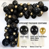 Black Gold Balloon Garland Arch Kit Confetti Latex 30Th 40Th 50Th Birthday Party Balloons