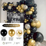 Black Gold Balloon Garland Arch Kit Confetti Latex 30Th 40Th 50Th Birthday Party Balloons