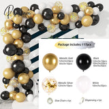 Black Gold Balloon Garland Arch Kit Confetti Latex 30Th 40Th 50Th Birthday Party Balloons