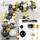 Black Gold Balloon Garland Arch Kit Confetti Latex 30Th 40Th 50Th Birthday Party Balloons