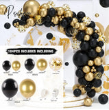 Black Gold Balloon Garland Arch Kit Confetti Latex 30Th 40Th 50Th Birthday Party Balloons