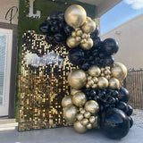 Black Gold Balloon Garland Arch Kit Confetti Latex Baloon Graduation Happy 30Th 40Th Birthday