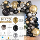 Black Gold Balloon Garland Arch Kit Confetti Latex Baloon Graduation Happy 30Th 40Th Birthday