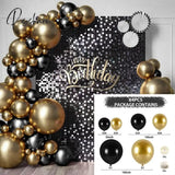 Black Gold Balloon Garland Arch Kit Confetti Latex Baloon Graduation Happy 30Th 40Th Birthday