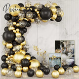 Black Gold Balloon Garland Arch Kit Confetti Latex Baloon Graduation Happy 30Th 40Th Birthday