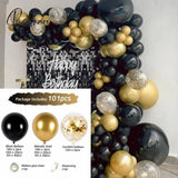 Black Gold Balloon Garland Arch Kit Confetti Latex Baloon Graduation Happy 30Th 40Th Birthday