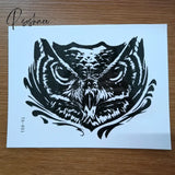 Black Owl Temporary Tattoo Sticker Waterproof Lasting Hand-Painted Hand Back Neck Fake Big