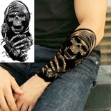 Black Skull Halloween Skeleton Temporary Tattoo For Men Adults Realistic Lion Tiger Wolf Scary Fake