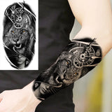 Black Skull Halloween Skeleton Temporary Tattoo For Men Adults Realistic Lion Tiger Wolf Scary Fake