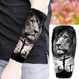 Black Skull Halloween Skeleton Temporary Tattoo For Men Adults Realistic Lion Tiger Wolf Scary Fake