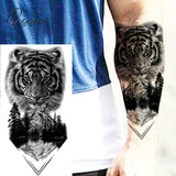 Black Skull Halloween Skeleton Temporary Tattoo For Men Adults Realistic Lion Tiger Wolf Scary Fake