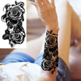 Black Skull Halloween Skeleton Temporary Tattoo For Men Adults Realistic Lion Tiger Wolf Scary Fake