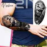 Black Skull Halloween Skeleton Temporary Tattoo For Men Adults Realistic Lion Tiger Wolf Scary Fake