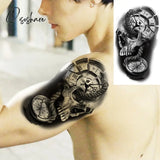 Black Skull Halloween Skeleton Temporary Tattoo For Men Adults Realistic Lion Tiger Wolf Scary Fake