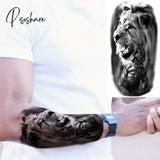 Black Skull Halloween Skeleton Temporary Tattoo For Men Adults Realistic Lion Tiger Wolf Scary Fake