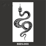 Black Snake Temporary Tattoo Stickers For Women Men Body Waist Waterproof Fake Dark Wine Big Size