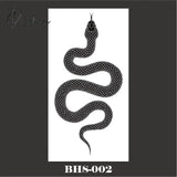 Black Snake Temporary Tattoo Stickers For Women Men Body Waist Waterproof Fake Dark Wine Big Size