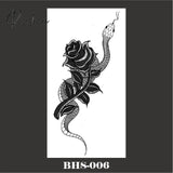 Black Snake Temporary Tattoo Stickers For Women Men Body Waist Waterproof Fake Dark Wine Big Size