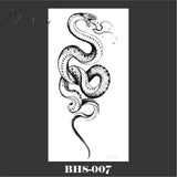 Black Snake Temporary Tattoo Stickers For Women Men Body Waist Waterproof Fake Dark Wine Big Size