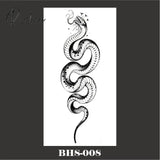 Black Snake Temporary Tattoo Stickers For Women Men Body Waist Waterproof Fake Dark Wine Big Size