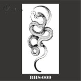 Black Snake Temporary Tattoo Stickers For Women Men Body Waist Waterproof Fake Dark Wine Big Size