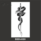 Black Snake Temporary Tattoo Stickers For Women Men Body Waist Waterproof Fake Dark Wine Big Size