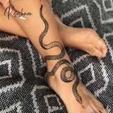 Black Snake Temporary Tattoo Stickers For Women Men Body Waist Waterproof Fake Dark Wine Big Size