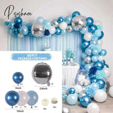 Blue Silver Metal Balloon Garland Arch Wedding Birthday Balloons Decoration Party Latex For Kids