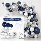 Blue Silver Metal Balloon Garland Arch Wedding Birthday Balloons Decoration Party Latex For Kids