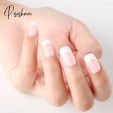 Bride Shining Rhinestone Wedding False Nails Ladies Simple Fashion French Fake White Beige Acrylic