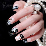 Bride Shining Rhinestone Wedding False Nails Ladies Simple Fashion French Fake White Beige Acrylic