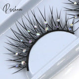 Bright Color Crystal False Eyelashes Bridal Makeup Natural Thick