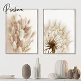 Bunny Tail Grass Reed Dandelion Flower Wall Art Canvas Painting Nordic Posters And Prints Pictures