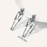 Halloween Silvery Skeleton Design Dangle Earrings Retro Goth Style Alloy Jewelry Ghost Festival Ornaments