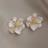 Pretty Sweet Flower Design Stud Earrings Zinc Alloy Jewelry Elegant Simple Style For Women Daily Dating Earrings