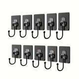 [10 Pack Heavy Duty Wall Hooks] 10 Pack High Quality Modern Style Heavy Duty Wall Hooks - Plastic, Self Adhesive Utility Hooks, Suitable For Coats, Towels, Keys - Easy To Install, Wall Mounted, Waterproof, Suitable For Bathro