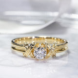 White Zircon Interwoven Pattern Ring Groove Ring Jewelry Wedding Engagement Ring Anniversary Gift